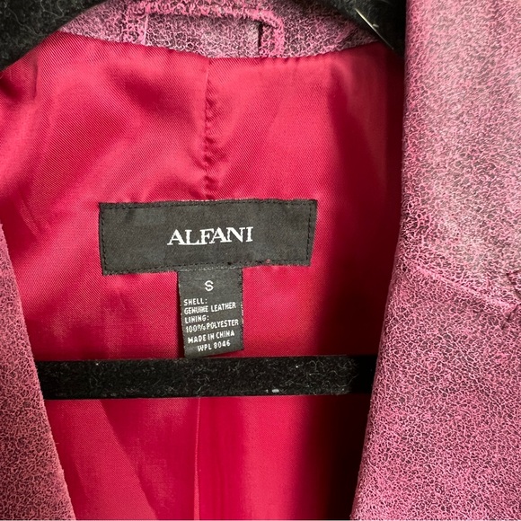 Alfani Women's Pink Distressed Genuine Leather Blazer Jacket Size S - Picture 4 of 5